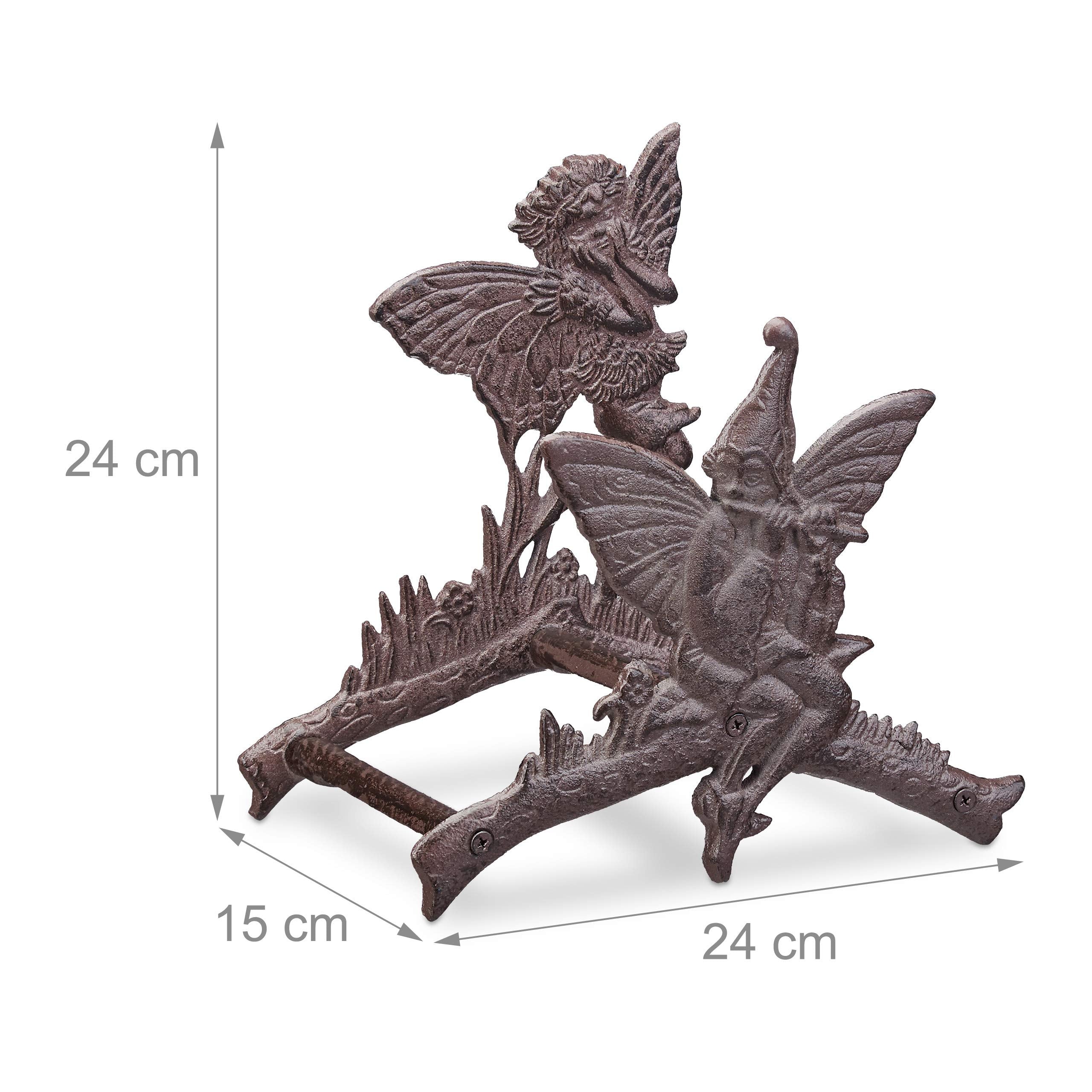 Relaxdays Cast Iron Garden Hose Holder – Ornate Wall Mount Reel, Dark Brown