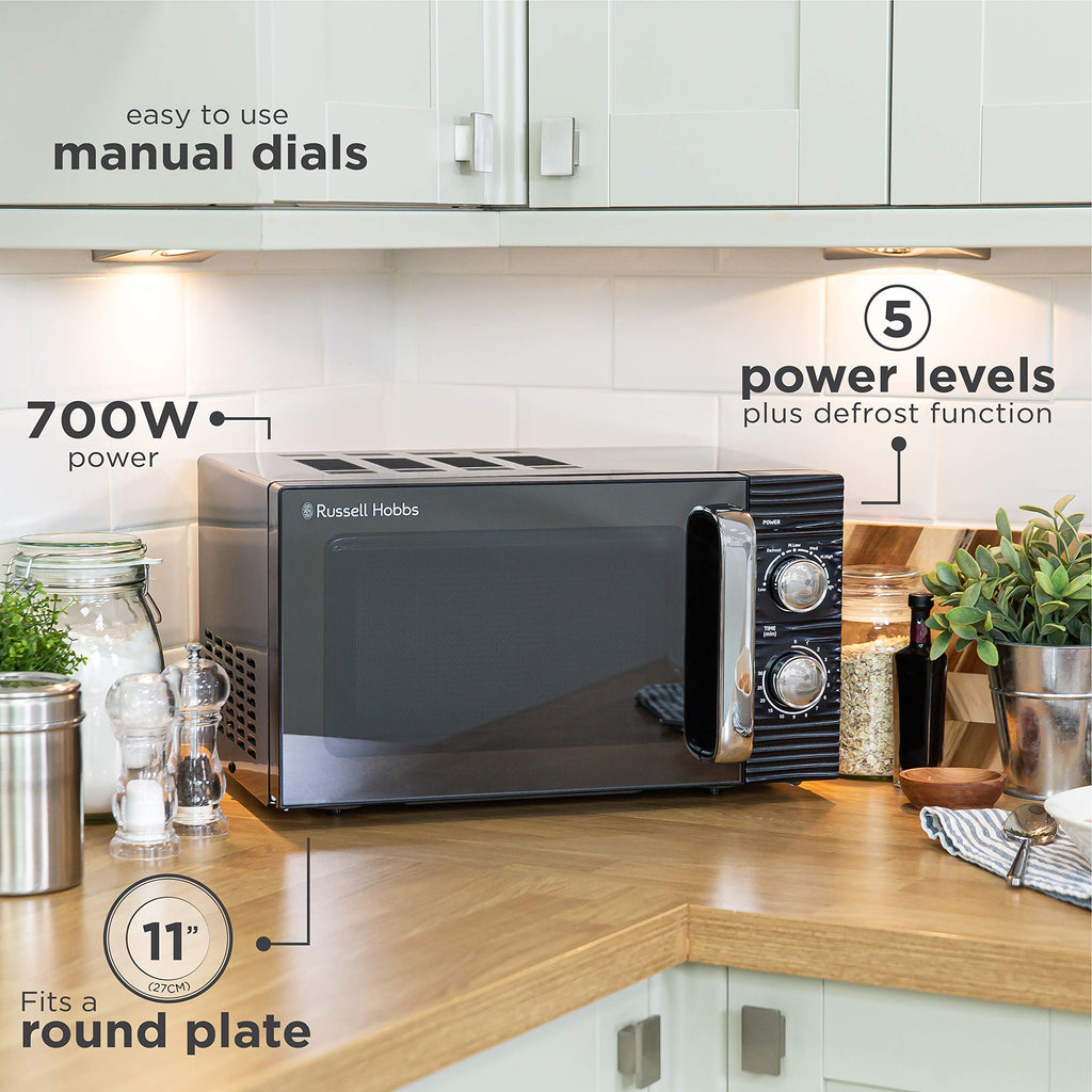 Russell Hobbs Inspire 17L Manual Microwave – Black Compact Design