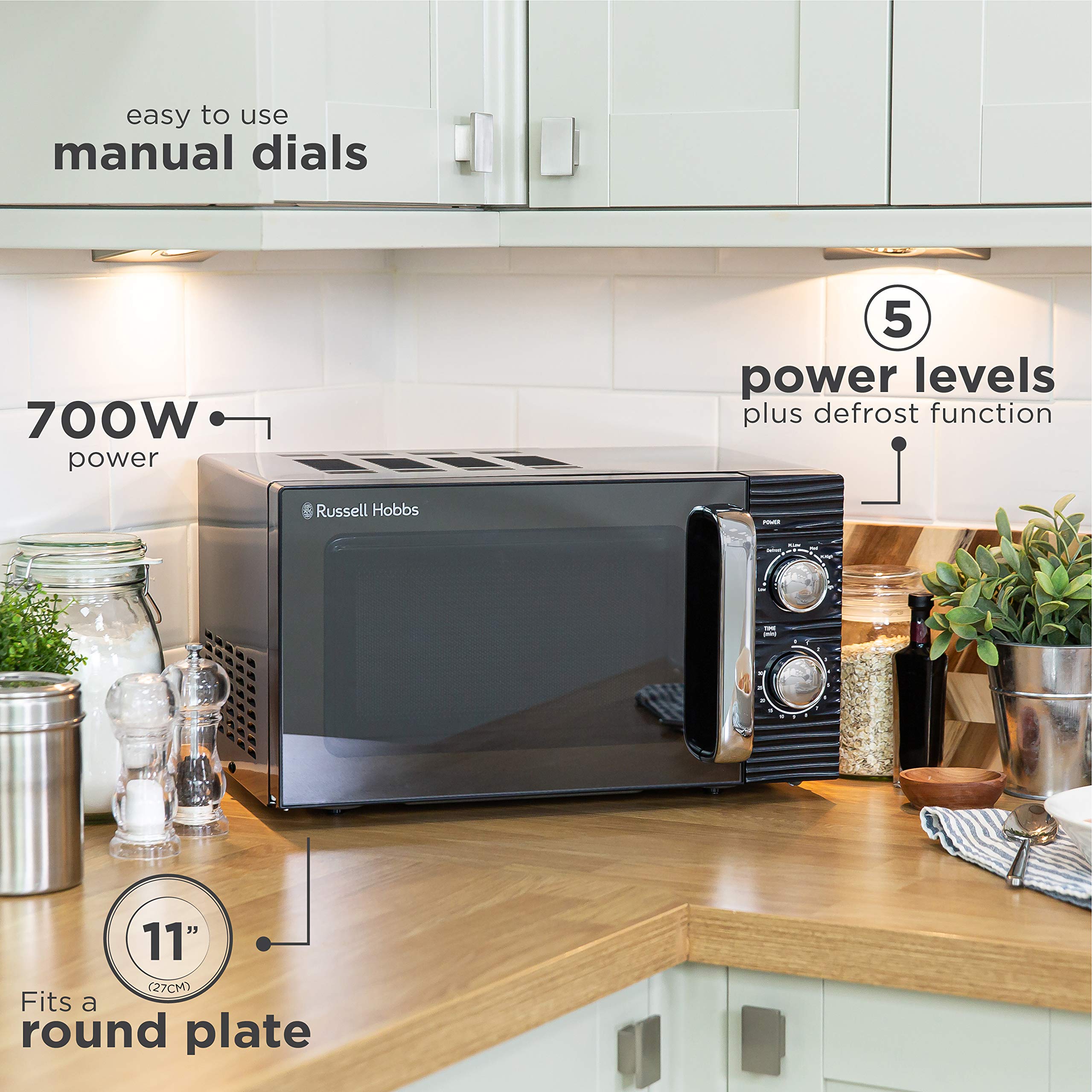 Russell Hobbs Inspire 17L Manual Microwave – Black Compact Design