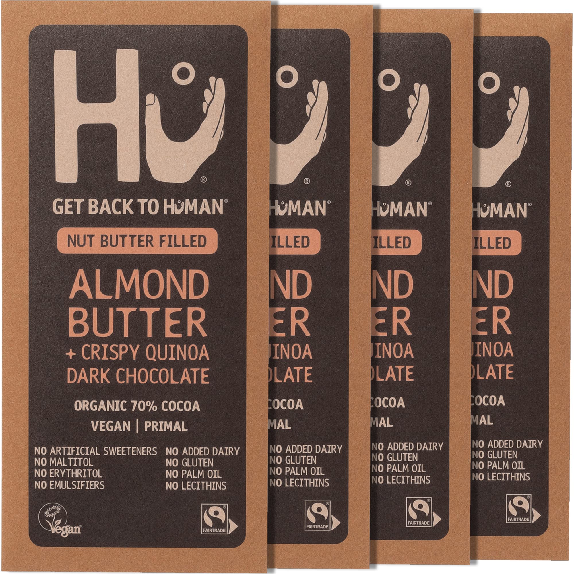 Hu Almond Butter & Crispy Quinoa Dark Chocolate Bar - 4 x 60g Vegan