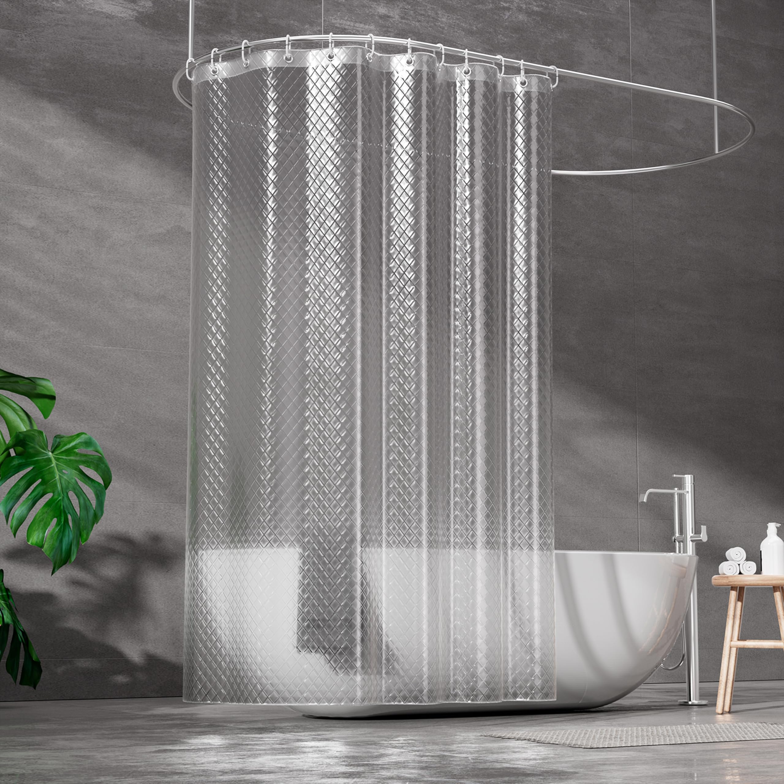 Ecooe EVA Shower Curtain – 3D Rhombus Waterproof & Mildew Resistant