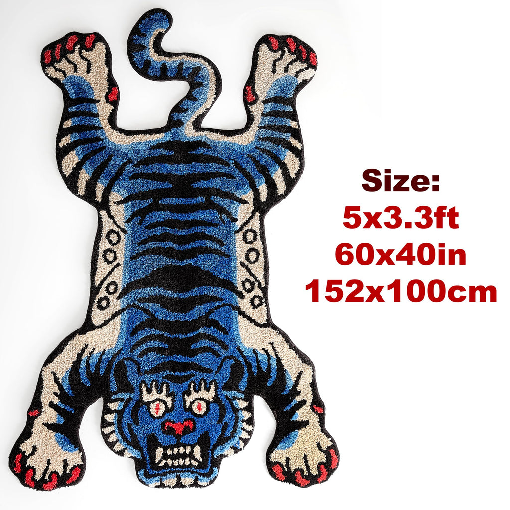 Tibetan Tiger Area Rug | 5x3.3ft Washable High Pile Carpet