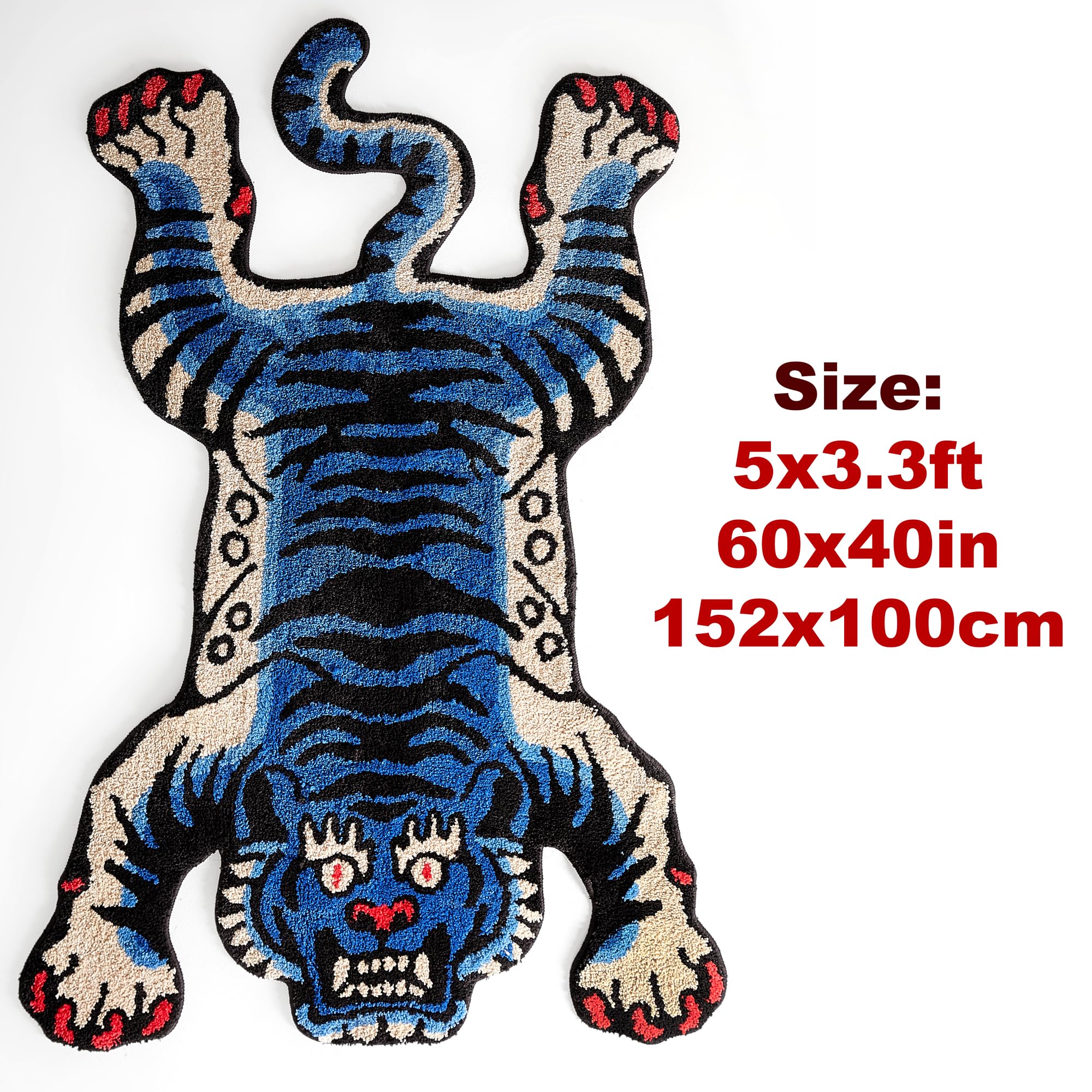 Tibetan Tiger Area Rug | 5x3.3ft Washable High Pile Carpet