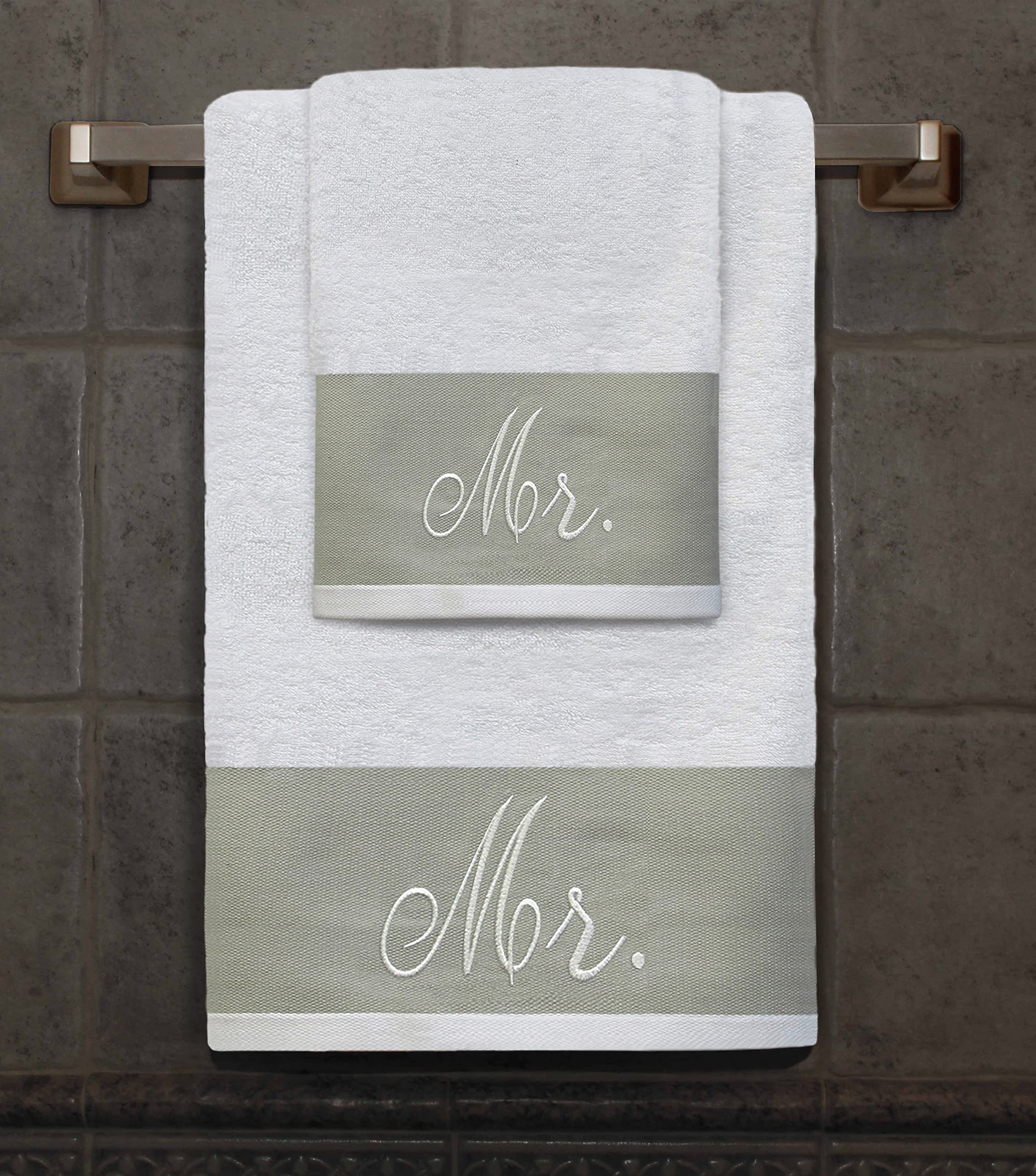 Jolof Store Mr 2-Piece Cotton Towel Set – Embroidered Bath & Hand Towels