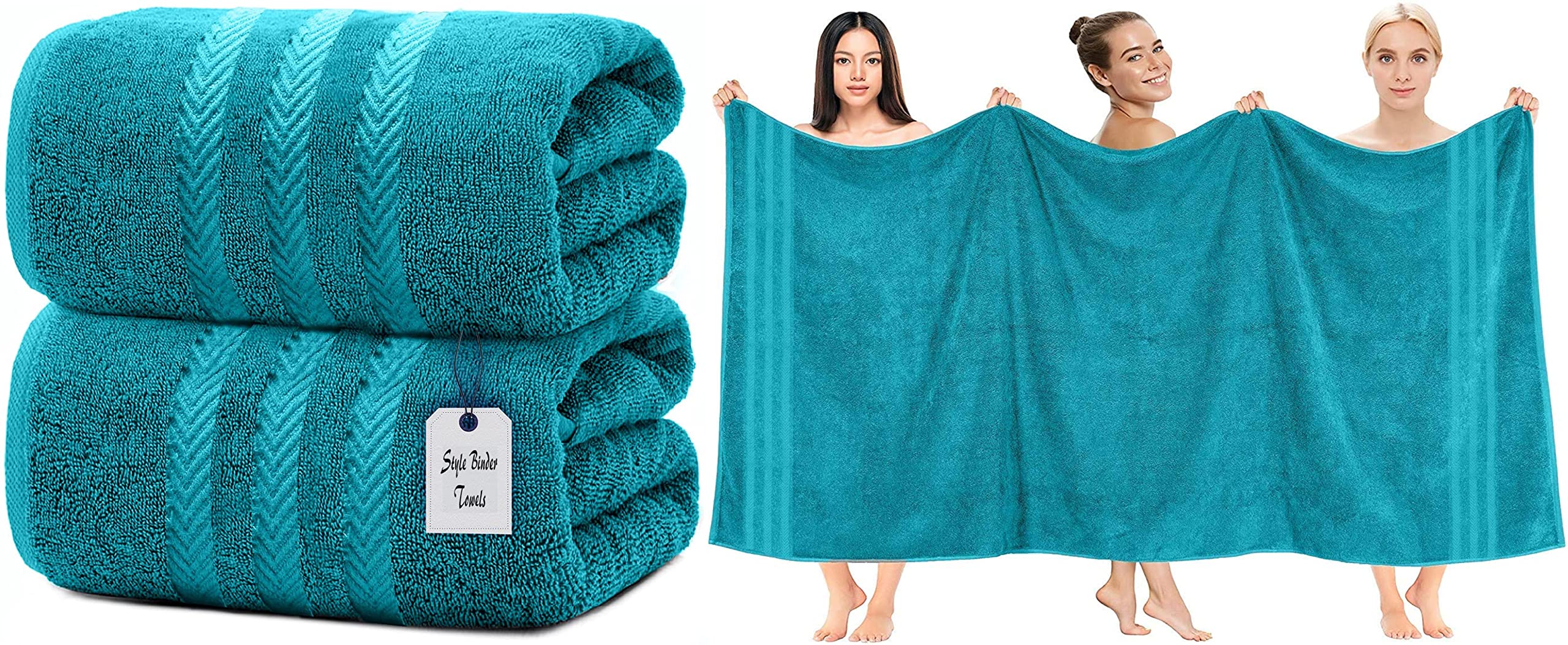 Jolof Store Egyptian Cotton Super Jumbo Bath Sheets – Turquoise (Set of 2)