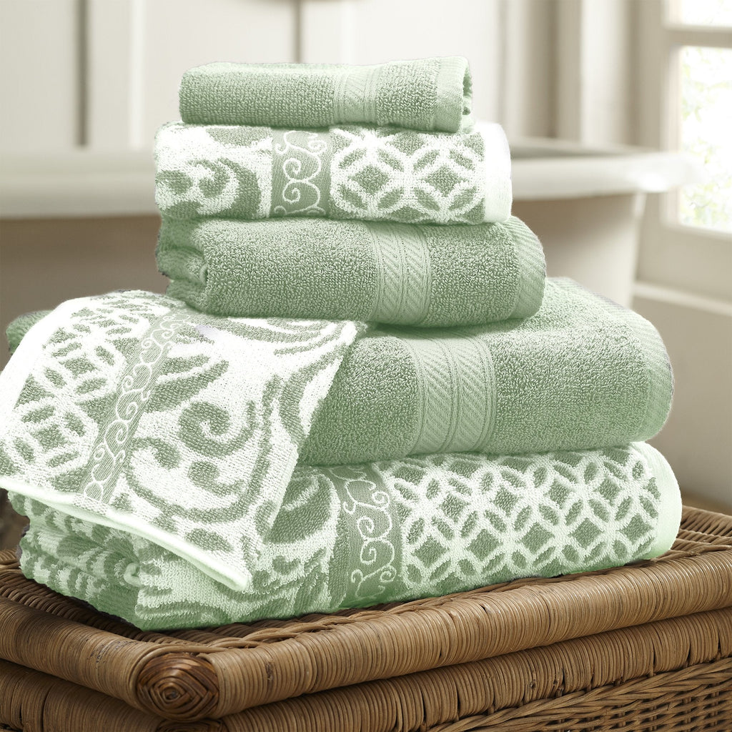 Modern Threads 6-Piece Trefoil Filigree Jacquard Cotton Bath Towel Set