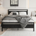 HOJINLINERO King Size Bed Frame | Industrial Metal & Wood Platform Base