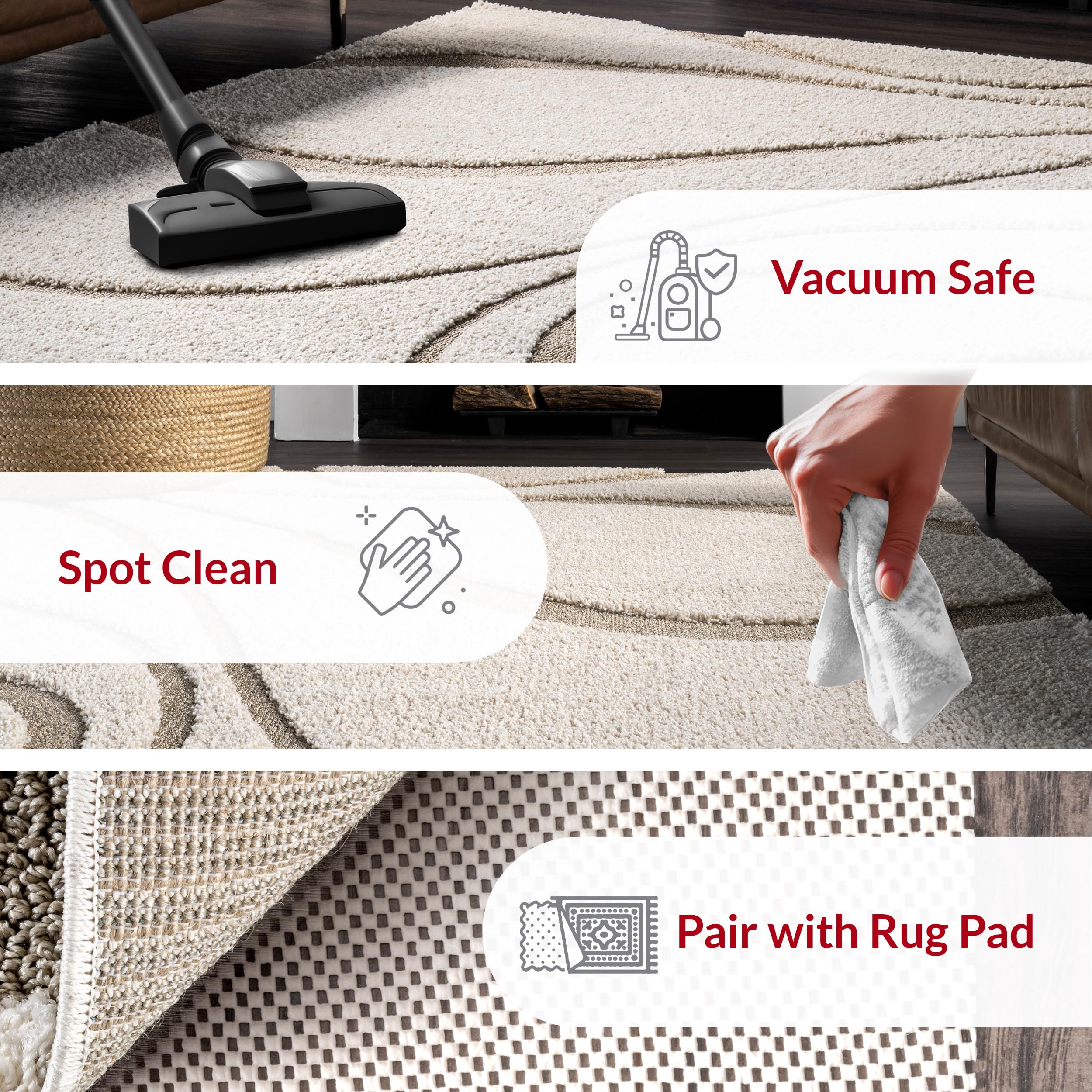 nuLOOM Carolyn Shag Runner Rug – 2'8" x 12' Soft Plush Cream Carpet