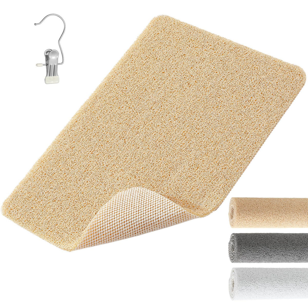 XIYUNTE Soft Shower Mat Non Slip Anti Mould 60 x 40 cm, INCL. Hooks for Drying, PVC Bath Mat Non Slip Anti Mould - image 1