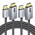 WARRKY 4K DisplayPort to HDMI Cable – Nylon Braided DP Lead, 6ft 2-Pack