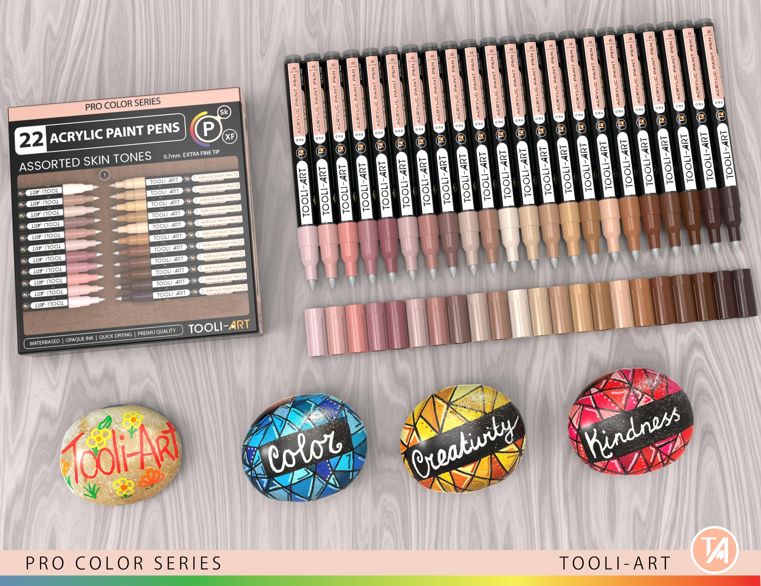 22 Skin Tone Acrylic Paint Pens | 0.7mm Extra Fine Tip Markers