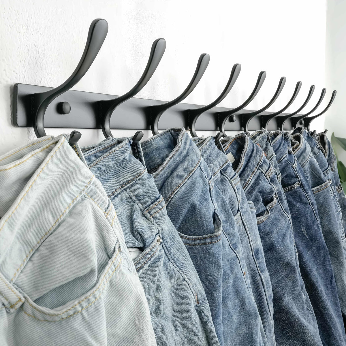 SKOLOO Coat Rack Wall Mounted - 10 Hooks, Heavy Duty, Stainless Steel, Metal Wall Coat Hanger, Sturdy Wall Hooks for Hanging Coat, Jacket, Clothes - image 3