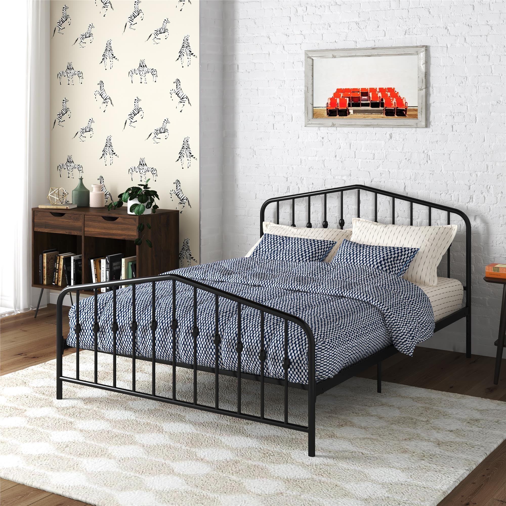 DHP Bushwick Metal Platform Bed | Industrial King Bed Frame, Black
