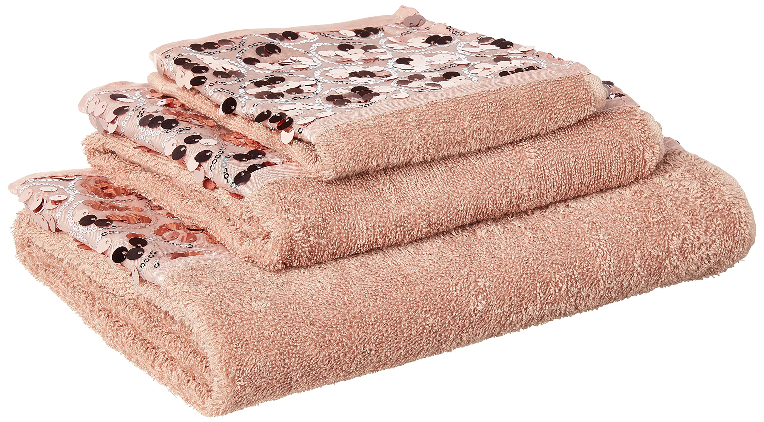 Popular Bath Sinatra 3-Piece Cotton Towel Set - Blush Pink Sequin