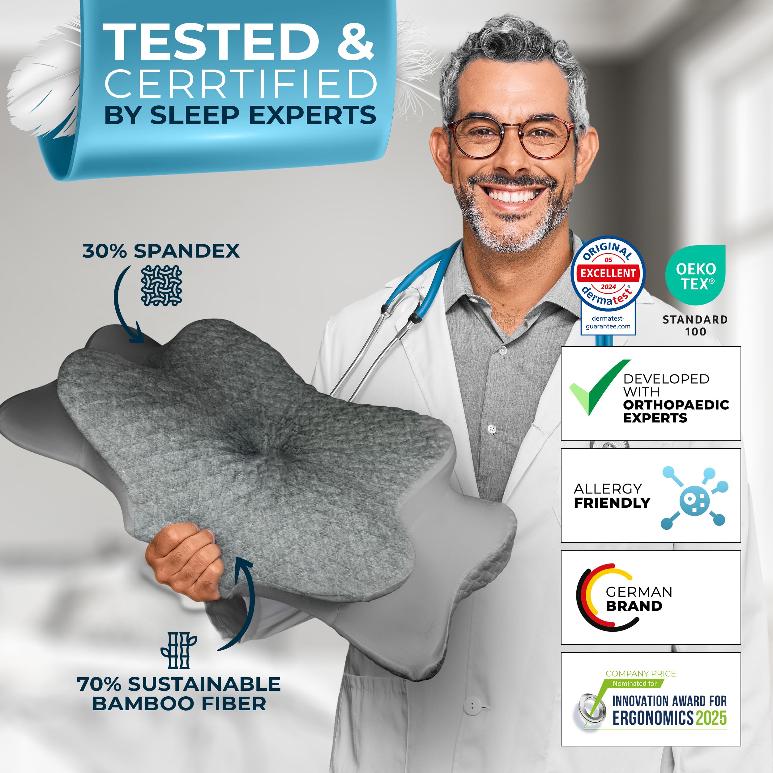 Glückstoff Orthopedic Neck Pillow | Memory Foam Cervical Support