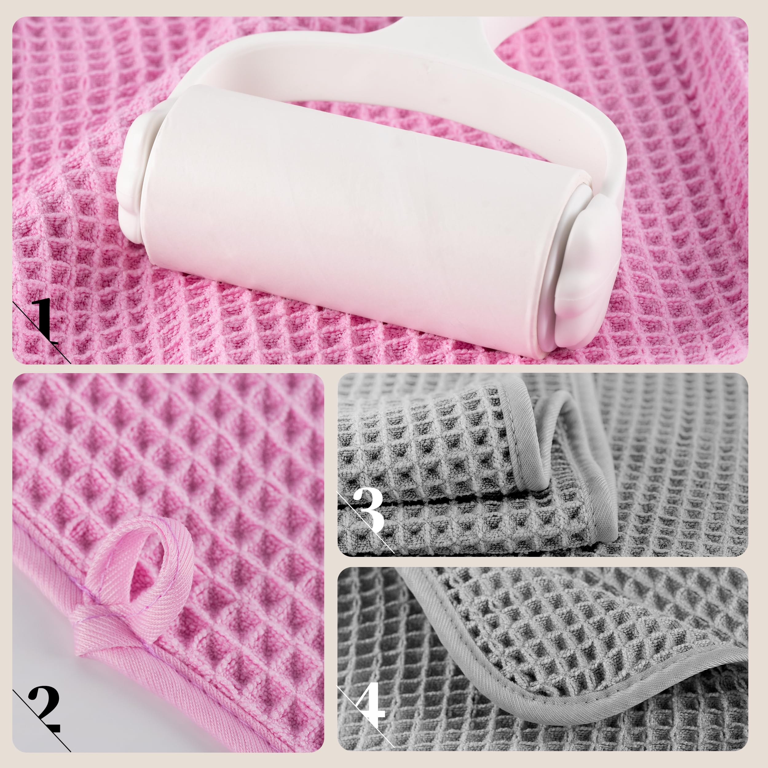 Polyte Microfibre Bath Towels | Oversize Waffle Weave Quick Dry | 4 Pack