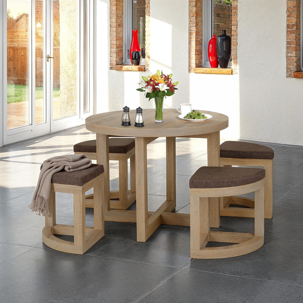 Seconique Cambourne Stowaway Dining Set in Sonoma Oak Effect/Brown Linen - image 1