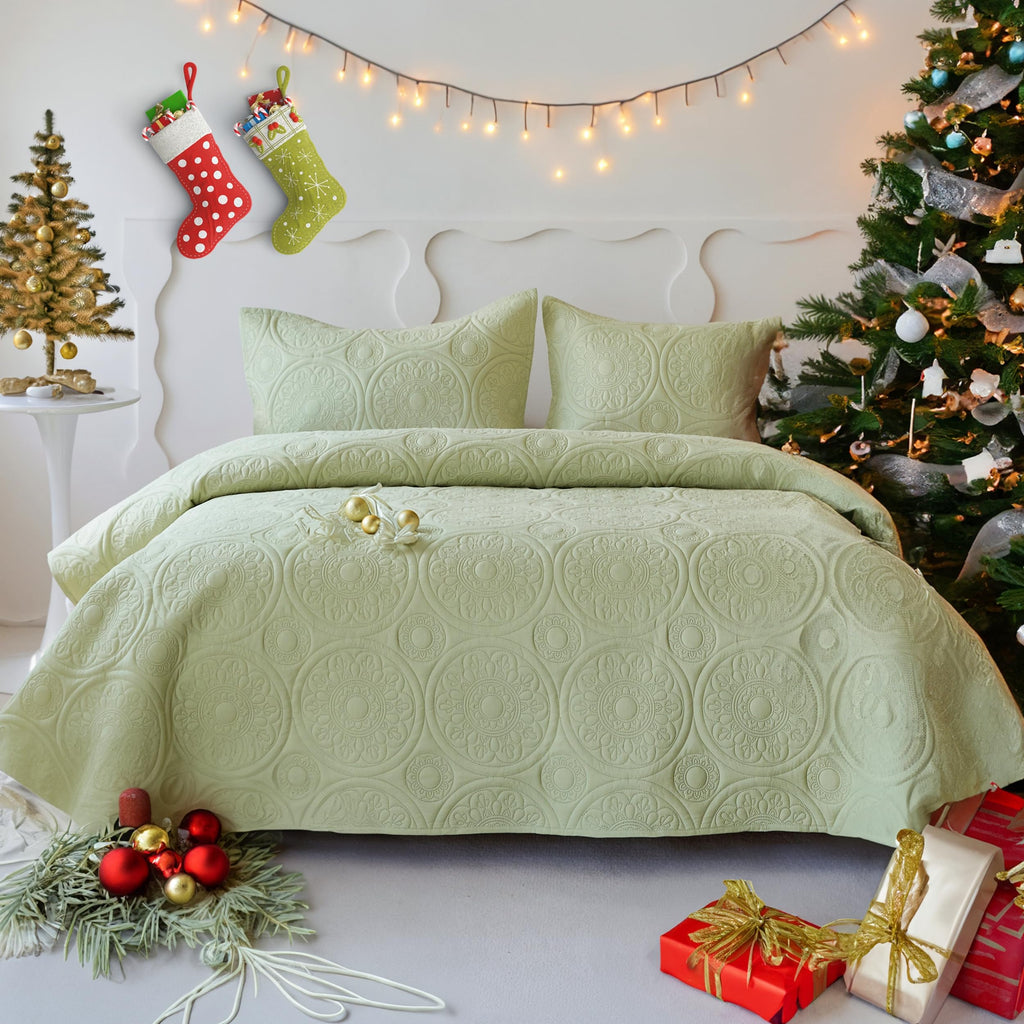 Simple&Opulence King Quilted Bedspread – 3pc Reversible Floral Coverlet