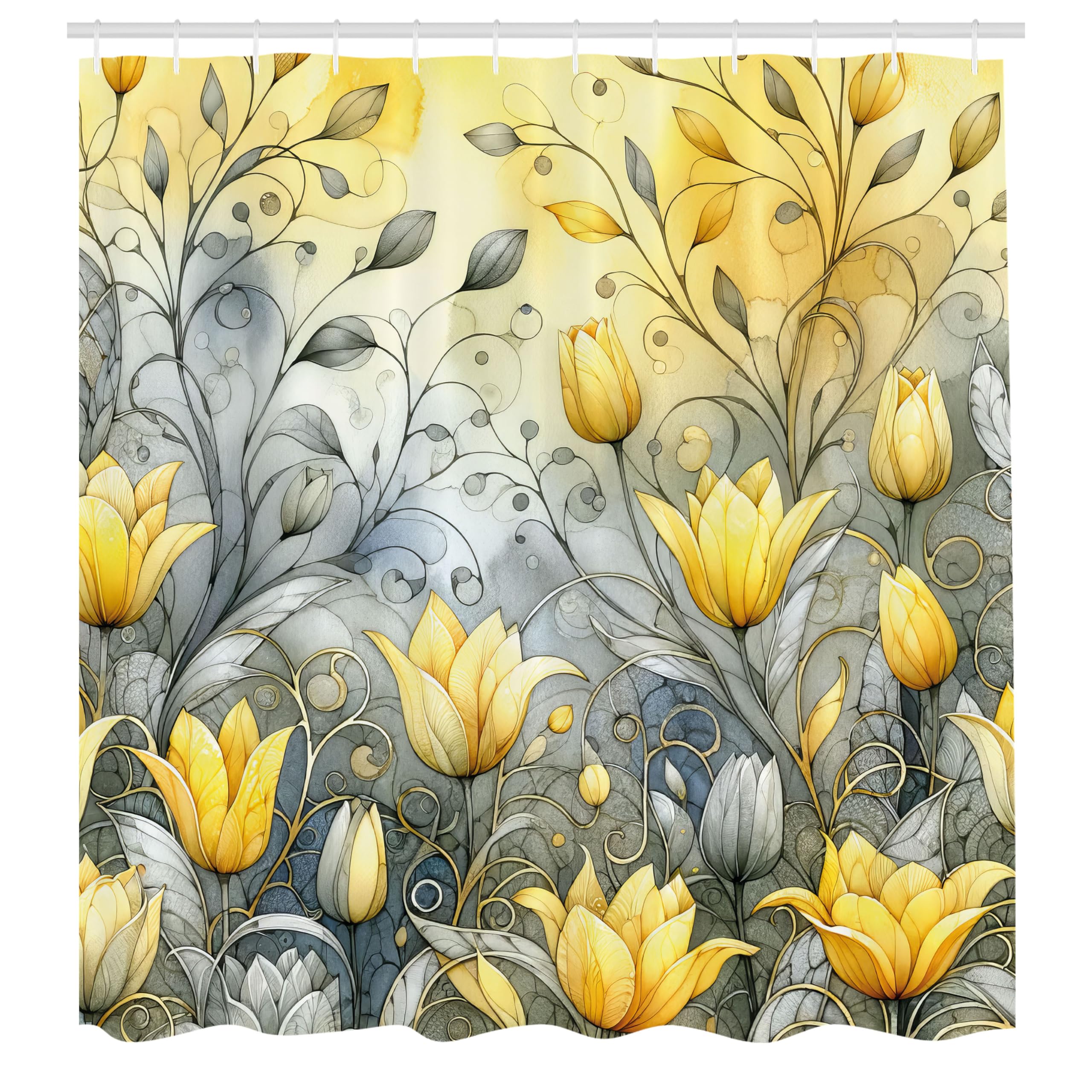 Abakuhaus Tulip Shower Curtain | Waterproof Turkish Fabric | 175 x 200 cm