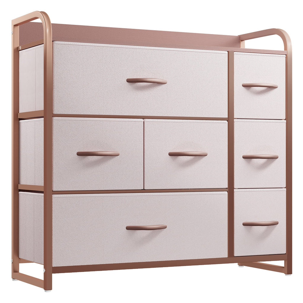 YITAHOME 7 Drawer Fabric Dresser – Metal Frame Storage Chest, Pink