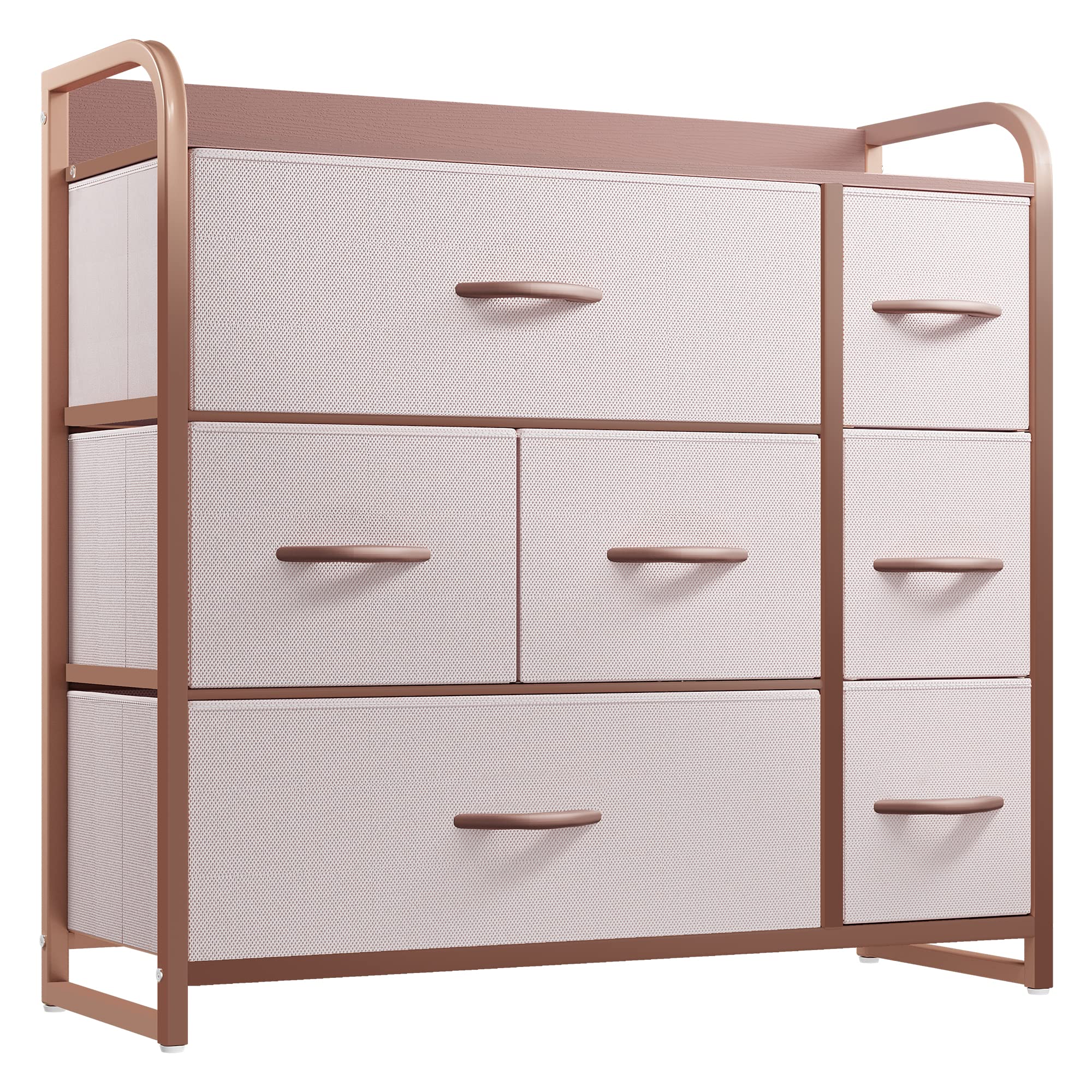 YITAHOME 7 Drawer Fabric Dresser – Metal Frame Storage Chest, Pink