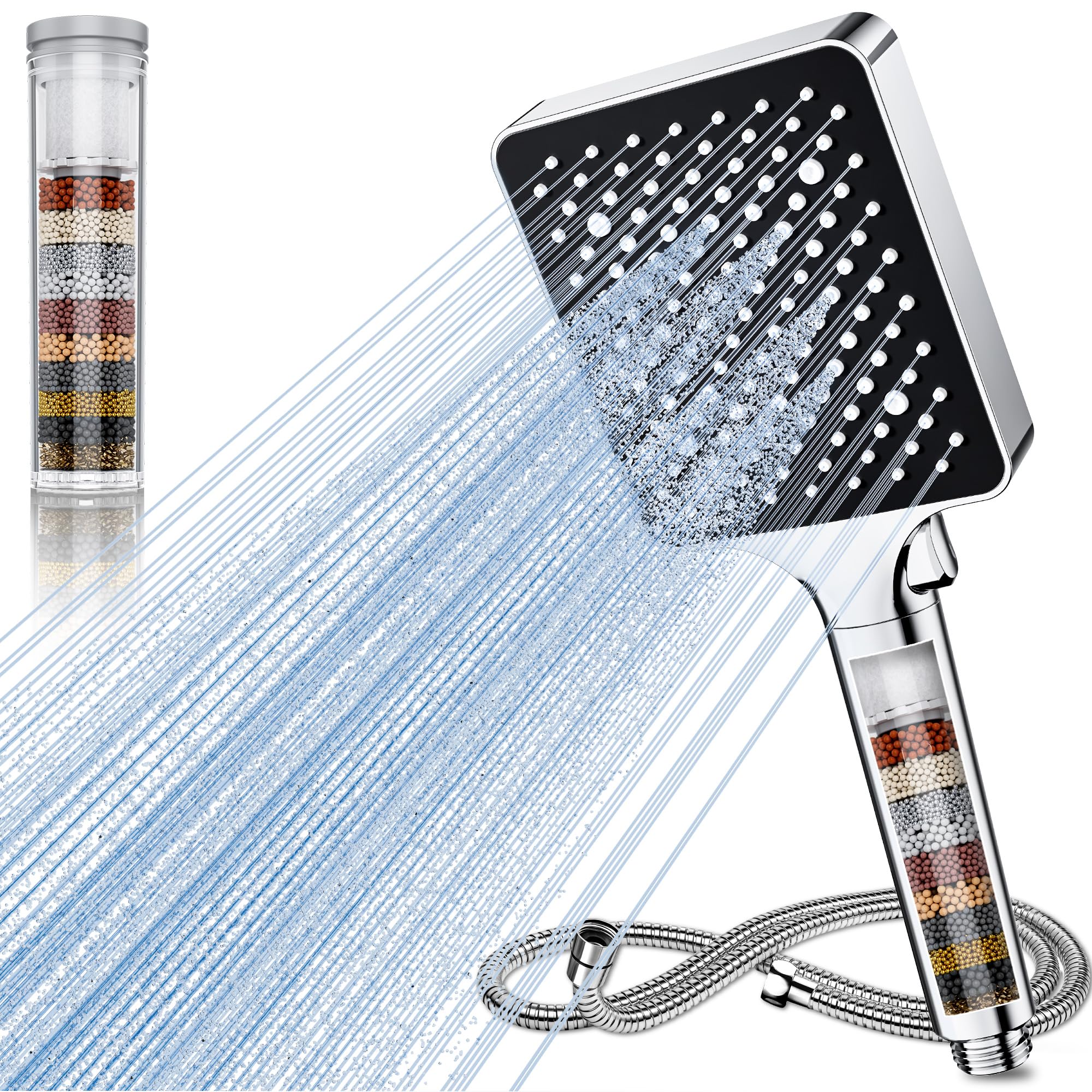 Magichome 25-Stage High Pressure Filter Shower Head with 6 Modes & Hose