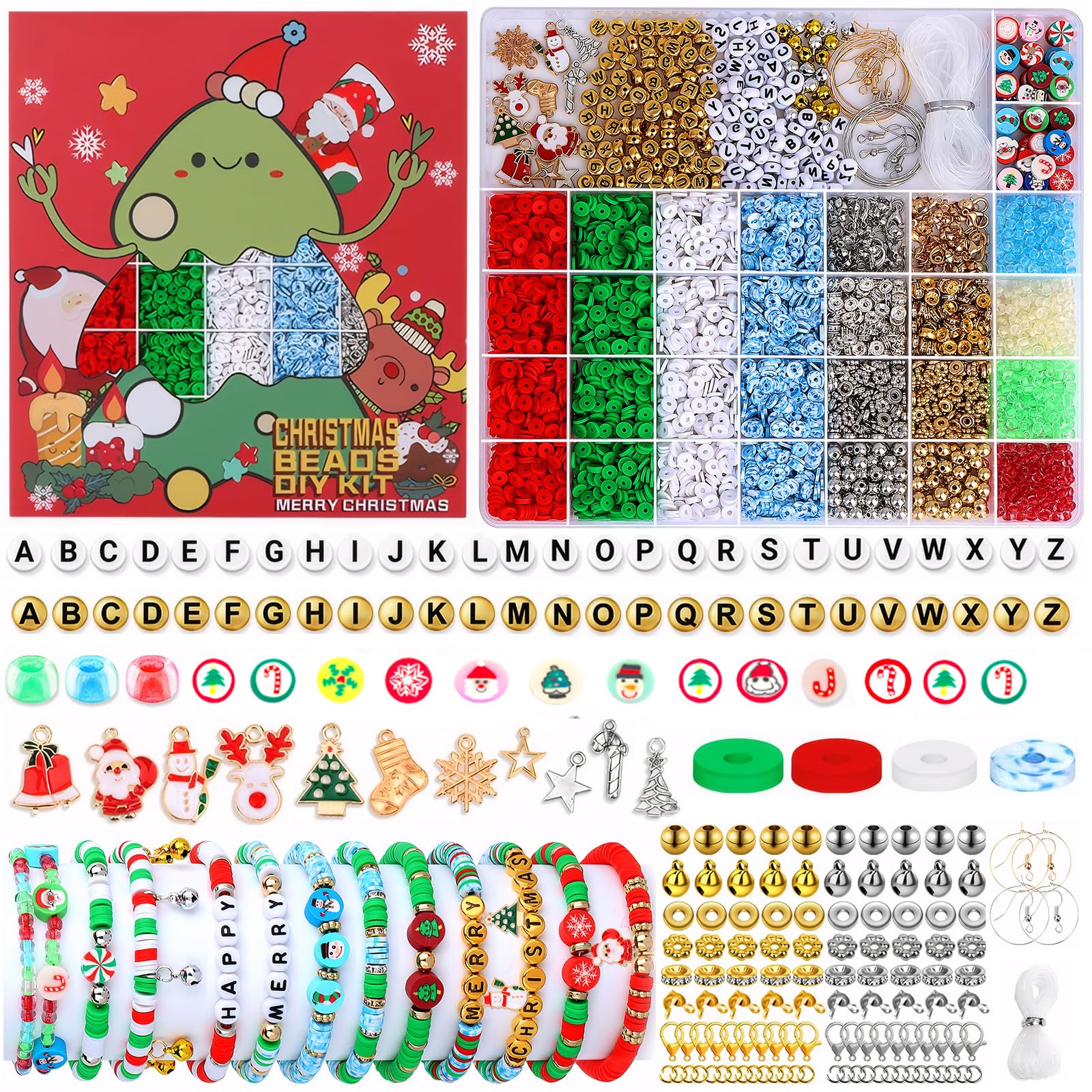 Sunwuun 4400Pcs Christmas Clay Beads DIY Bracelet Jewelry Making Kit