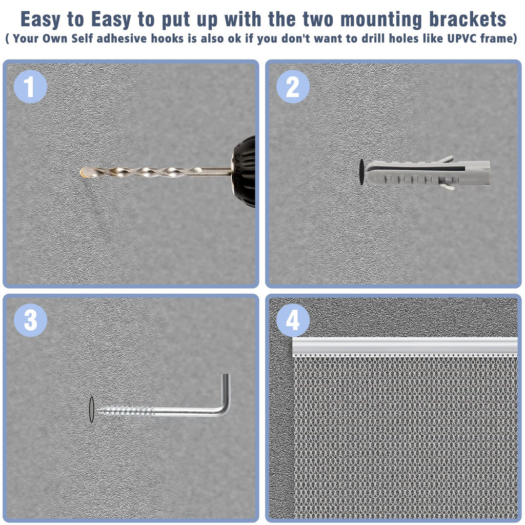 VerRich Aluminium Chain Door Curtain - Silver Fly Screen 90x200cm