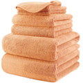 Polyte Microfibre Bath Towel Set | 6-Piece Plush Quick Dry - Orange