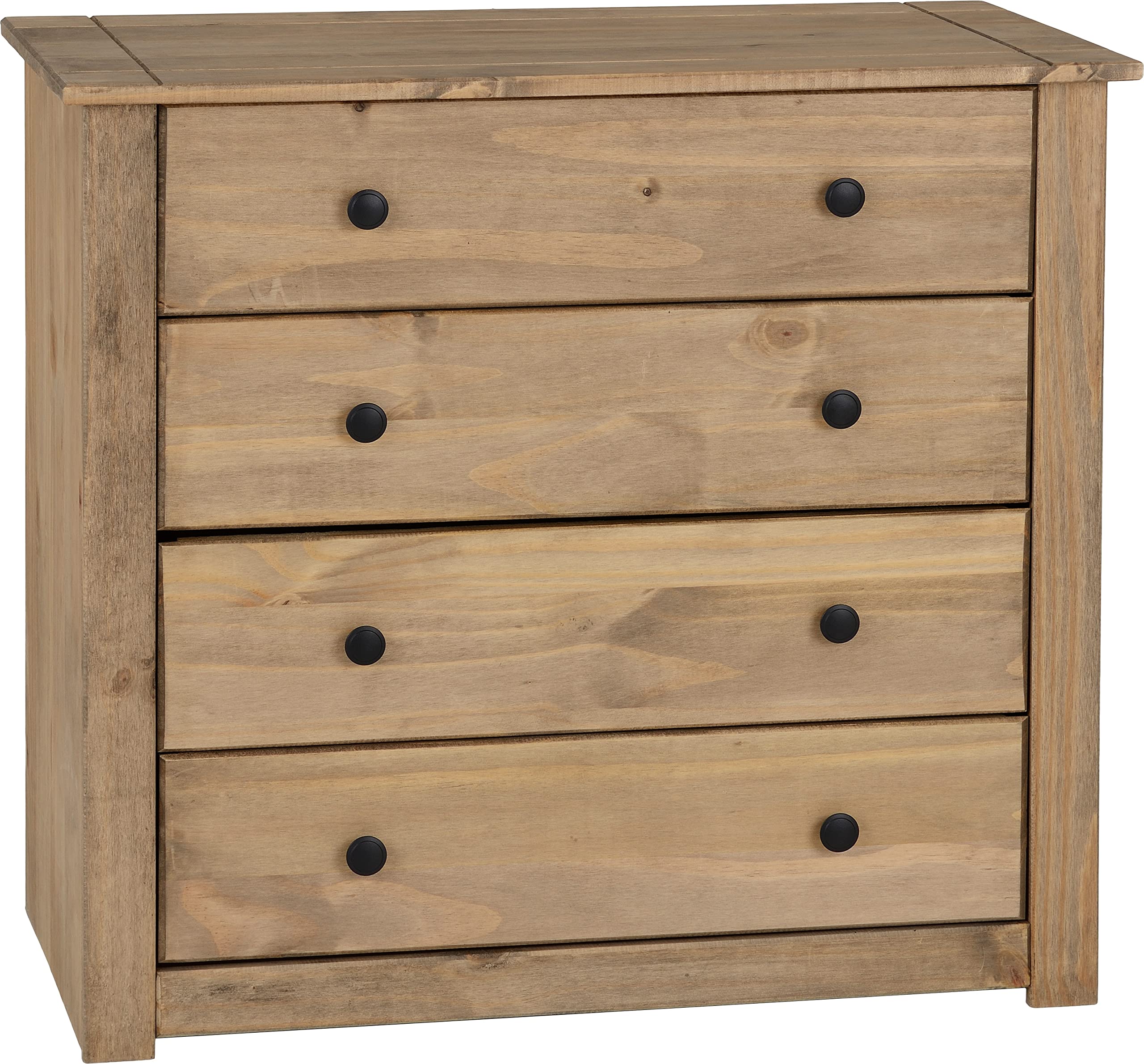 Seconique Panama 4 Drawer Chest | Solid Waxed Pine Bedroom Dresser