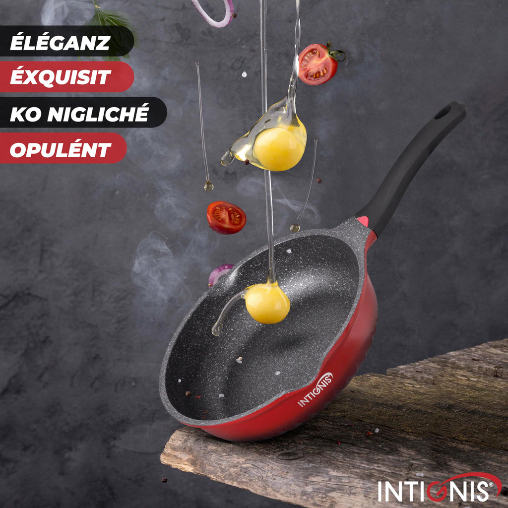 INTIGNIS 30cm Deep Frying Pan with Lid | Non-Stick Induction Wok Skillet