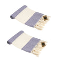 KZY LONDON Turkish Hand Towel Set of 2 | Organic Cotton Peshtemal - Purple