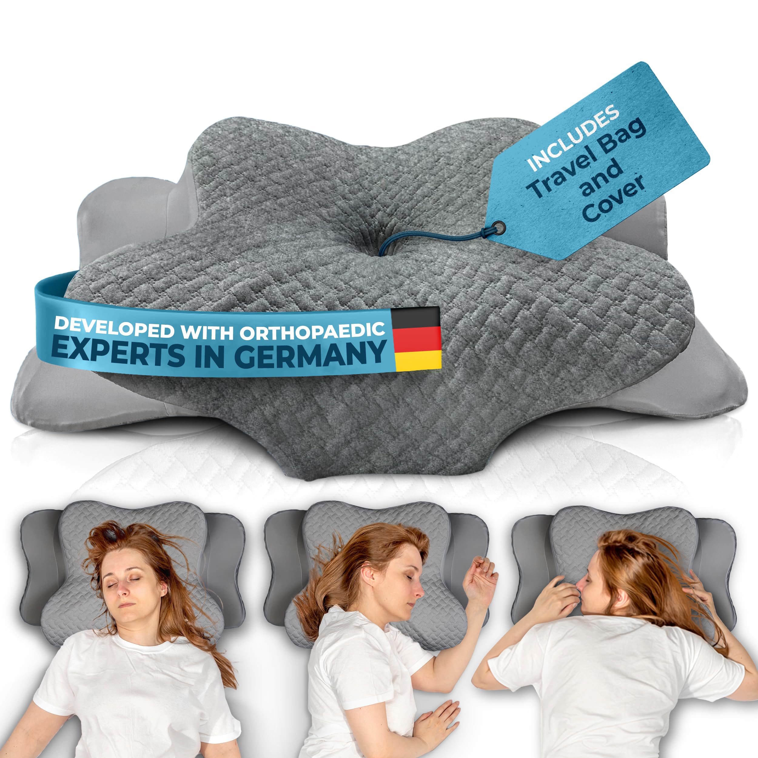 Glückstoff Orthopedic Neck Pillow | Memory Foam Cervical Support