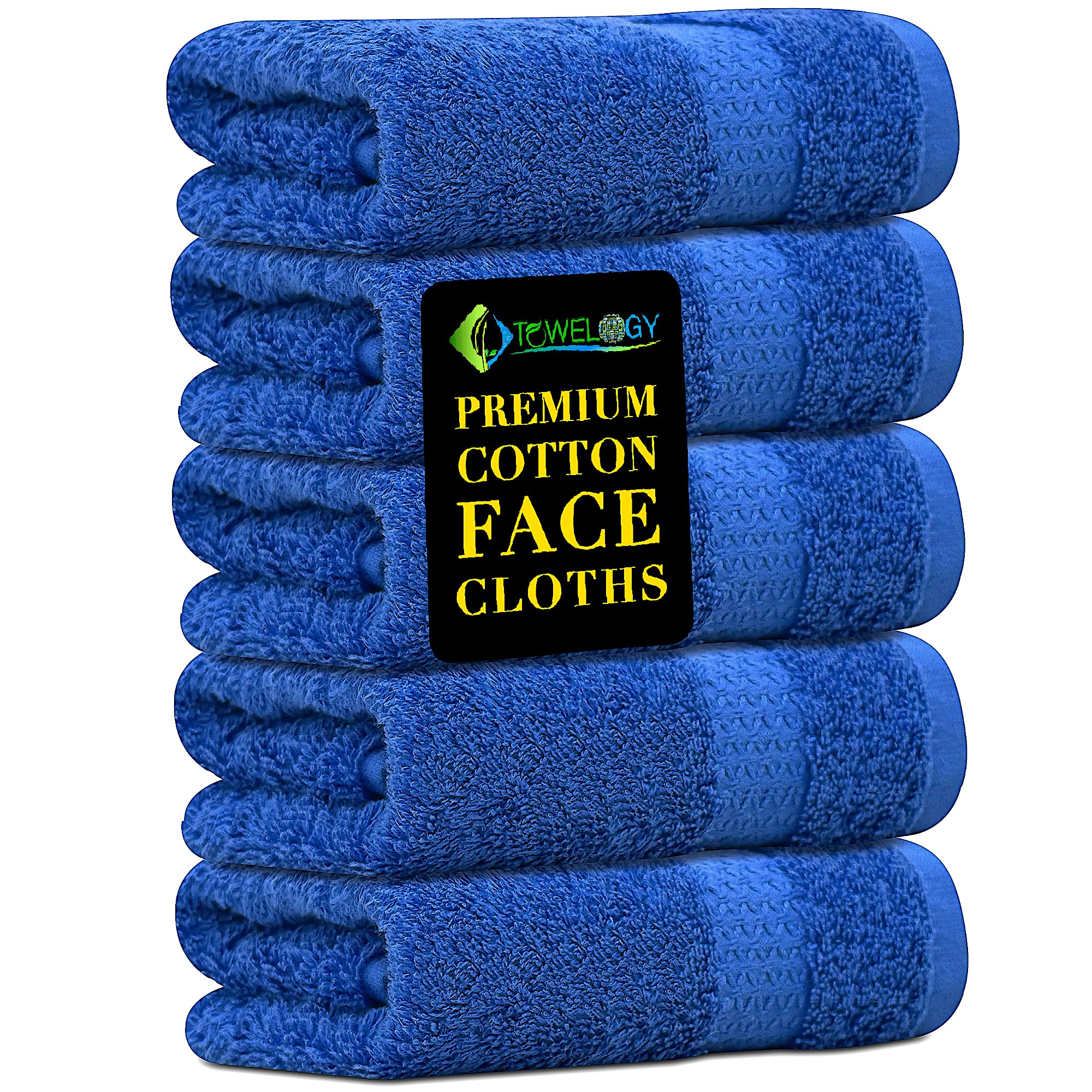Towelogy Cotton Face Cloths – 700GSM Royal Blue Flannel Pack of 5