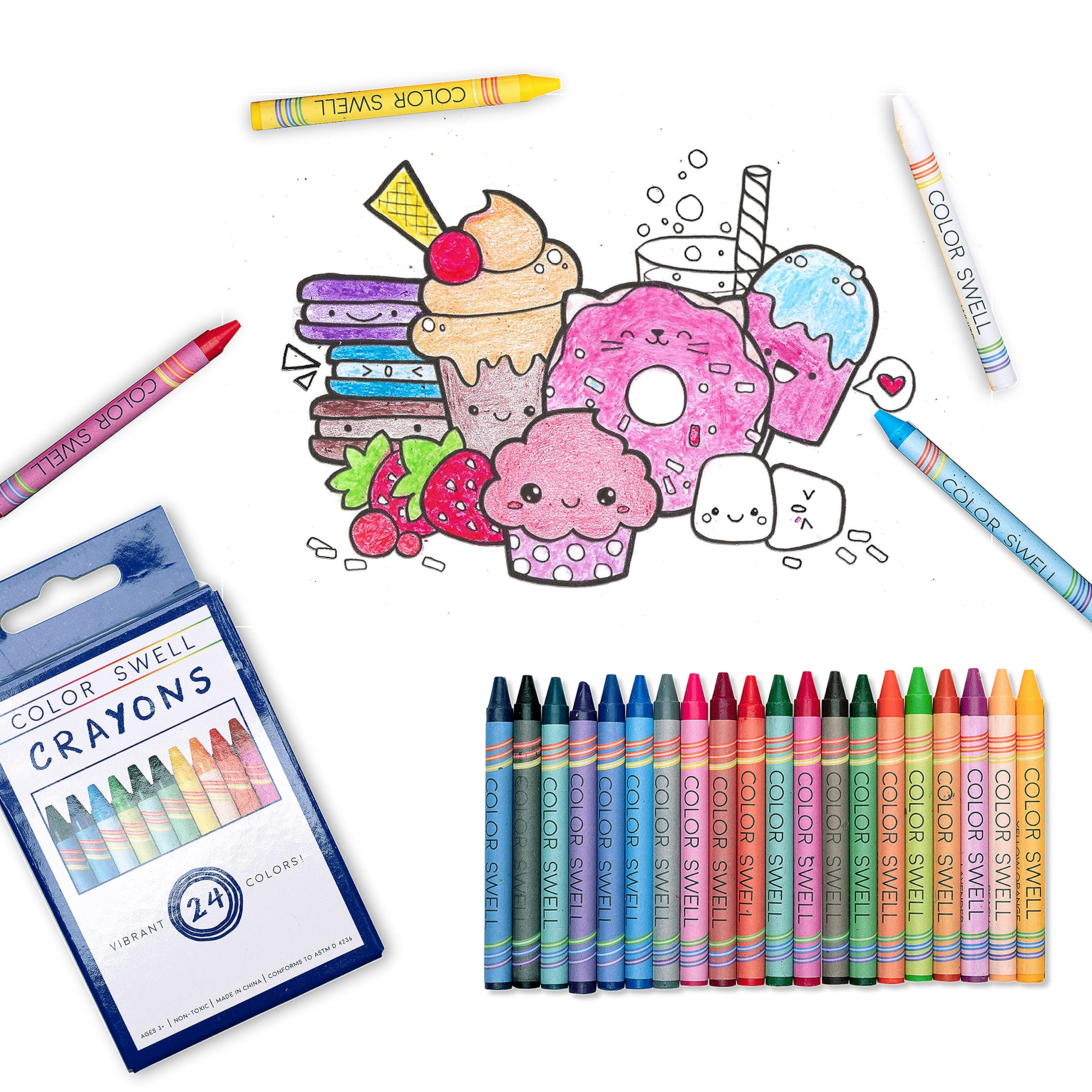 Color Swell Bulk Crayons | 36 Boxes of 24 Nontoxic Classroom Art Supplies