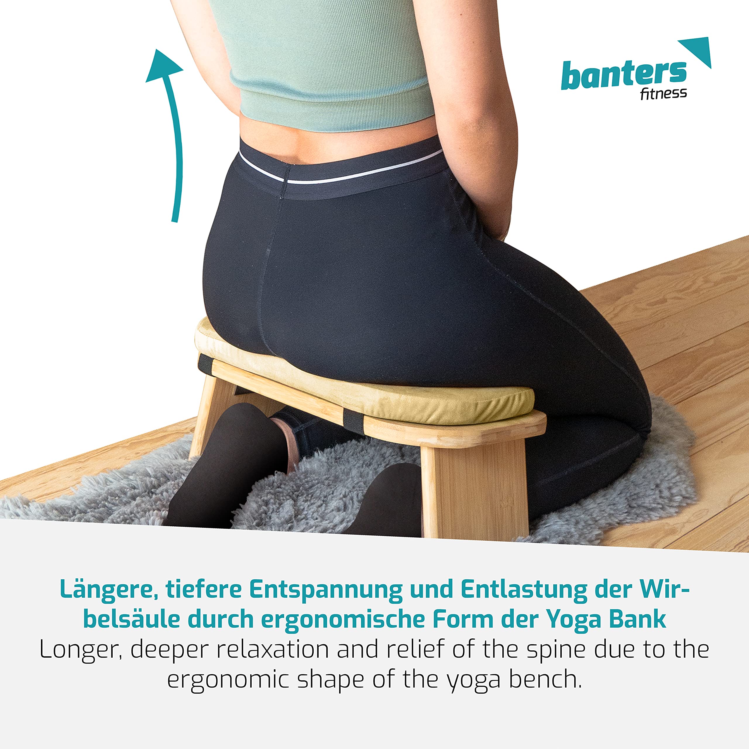 Banters Foldable Bamboo Meditation Bench – Ergonomic Kneeling Stool, Beige