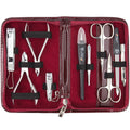 3 Swords Germany 10-Piece Manicure Pedicure Set - Burgundy Leather Case
