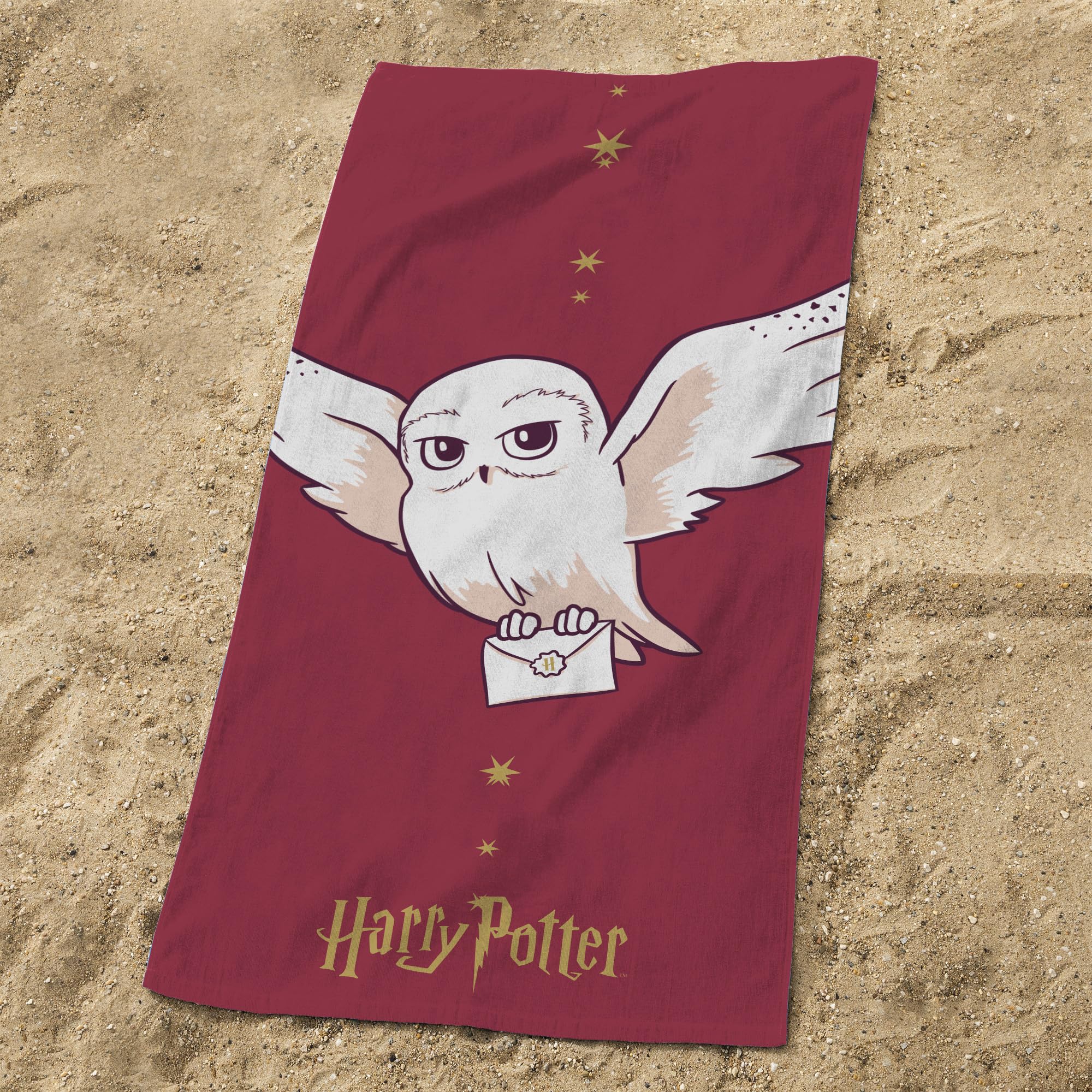 OMYDREAM Harry Potter Hedwig Bath Towel | 100% Cotton Bordeaux 75x150cm