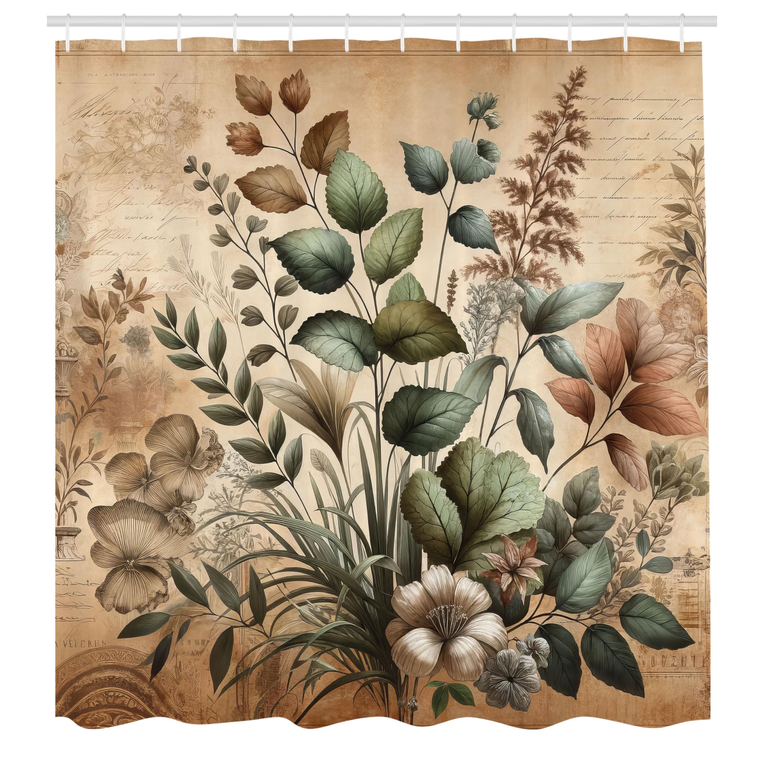 Abakuhaus Vintage Botanical Shower Curtain | Waterproof Fabric | 175x200cm