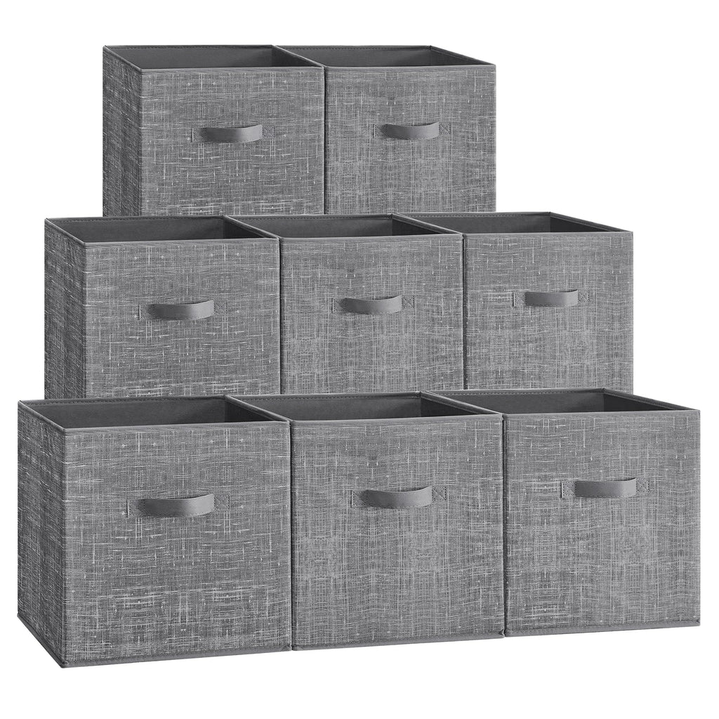 SONGMICS Storage Cubes – Set of 8 Foldable Fabric Bins, Cattail Grey