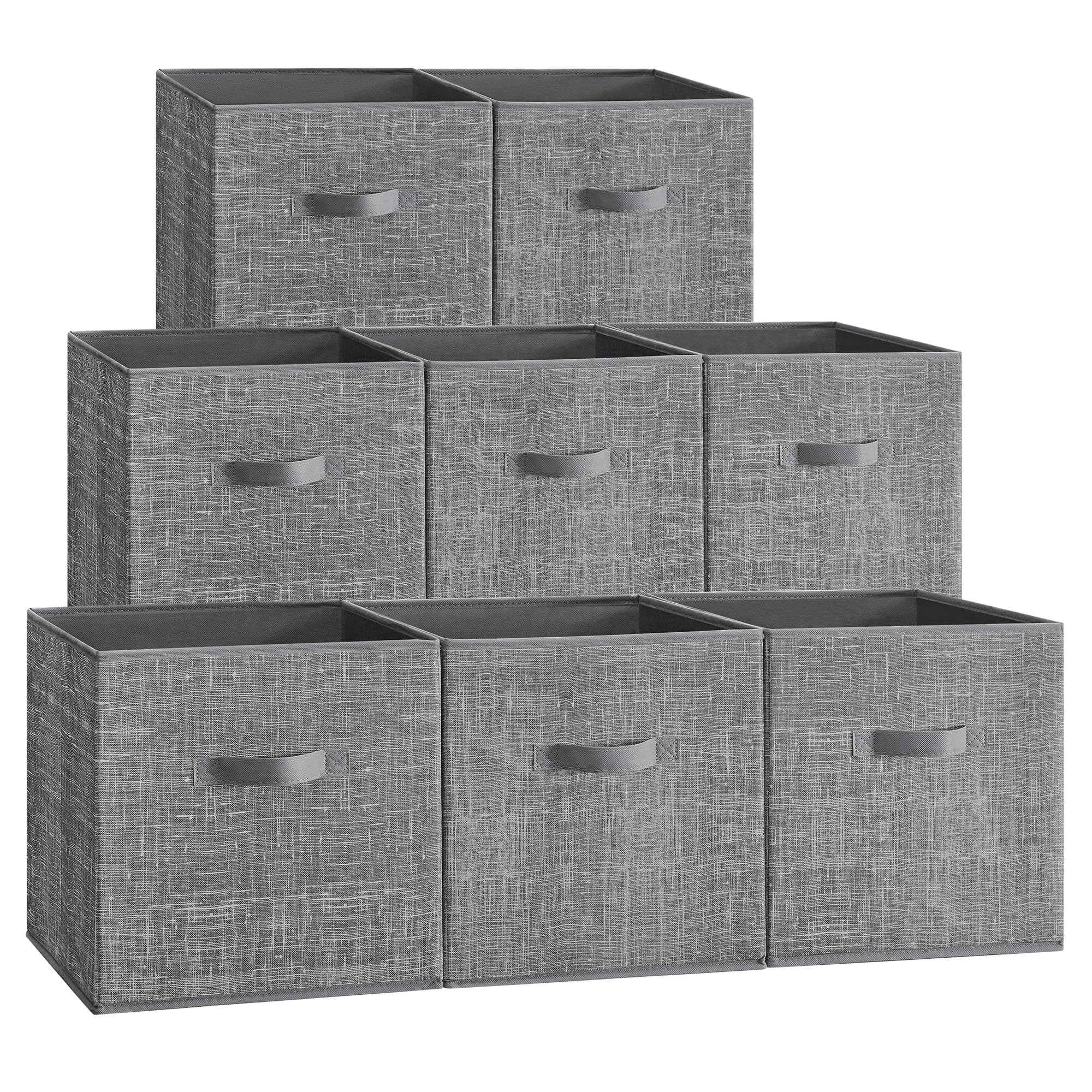 SONGMICS Storage Cubes – Set of 8 Foldable Fabric Bins, Cattail Grey