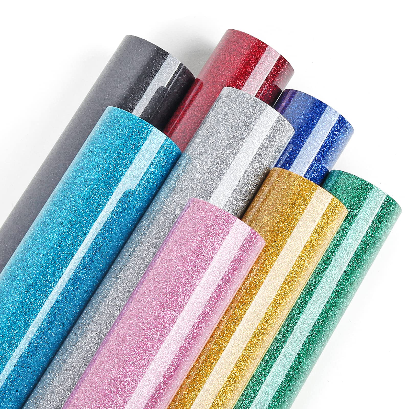 Lya Vinyl Glitter Heat Transfer Vinyl – 8 Pack 12"x10" HTV for Cricut