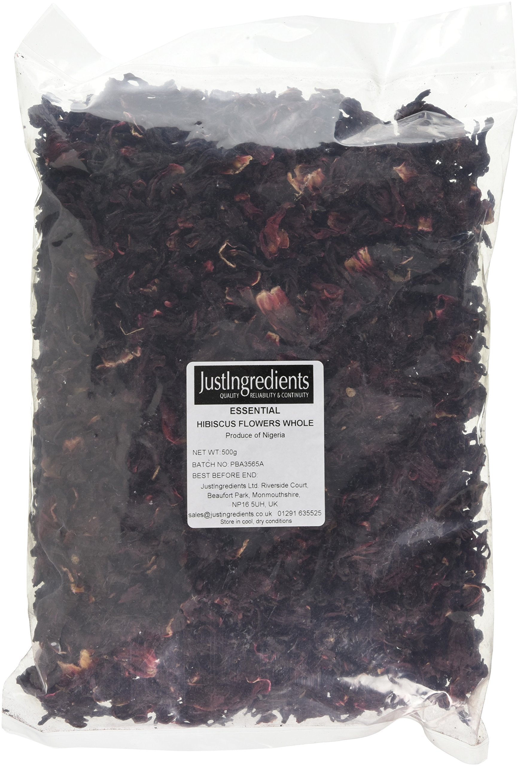 JustIngredients Whole Hibiscus Flowers – Dried Roselle Karkade Tea 1kg