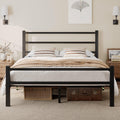 Feonase 5Ft Metal Double Bed Frame with Headboard and Storage – Black