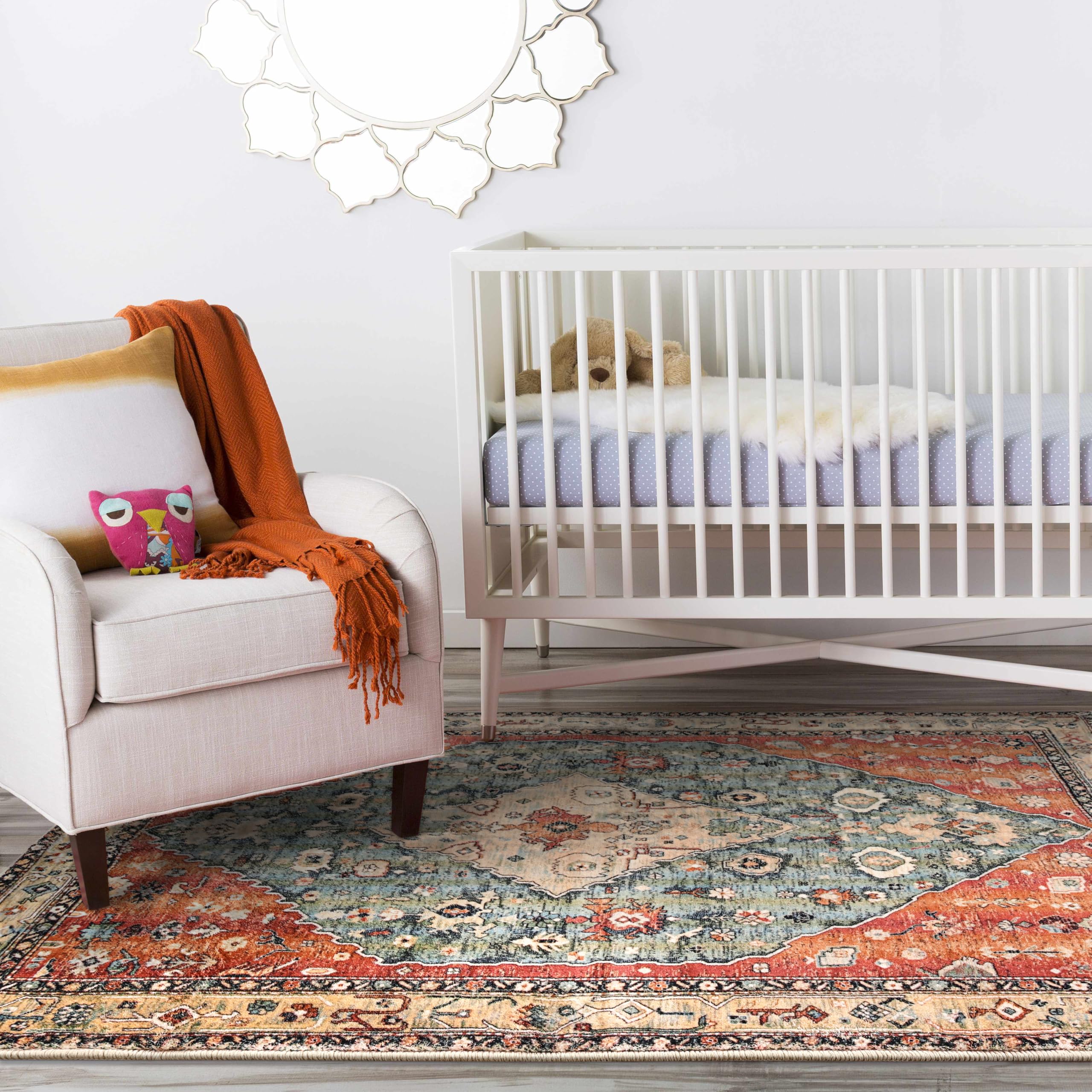 KIMODE Boho Tribal Area Rug | Washable Non-Slip Faux Wool Carpet, 90x150cm