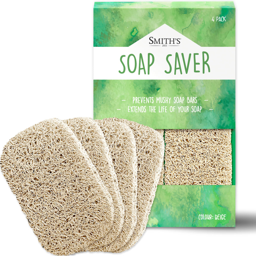 Soap Saver by Smith’s® | Extend Your Soap’s Life | 14 cm L x 8 cm W x 1.2 cm H | Biege / 4 Pack | 50% Thicker | Enhanced Design