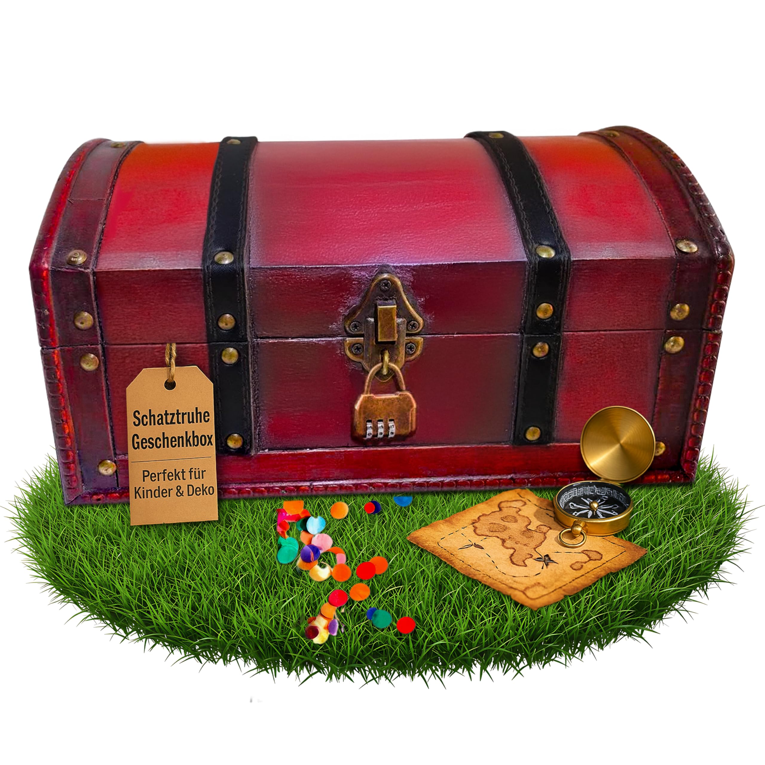 infinimo Treasure Chest – Large Wooden Pirate Box with Combination Lock