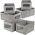 FUNSUEI 6 Pack Foldable Clothes Storage Boxes Large & Medium, Fabric Wardrobe Storage Organiser with Clear Window for Clothes, Snacks, Towel