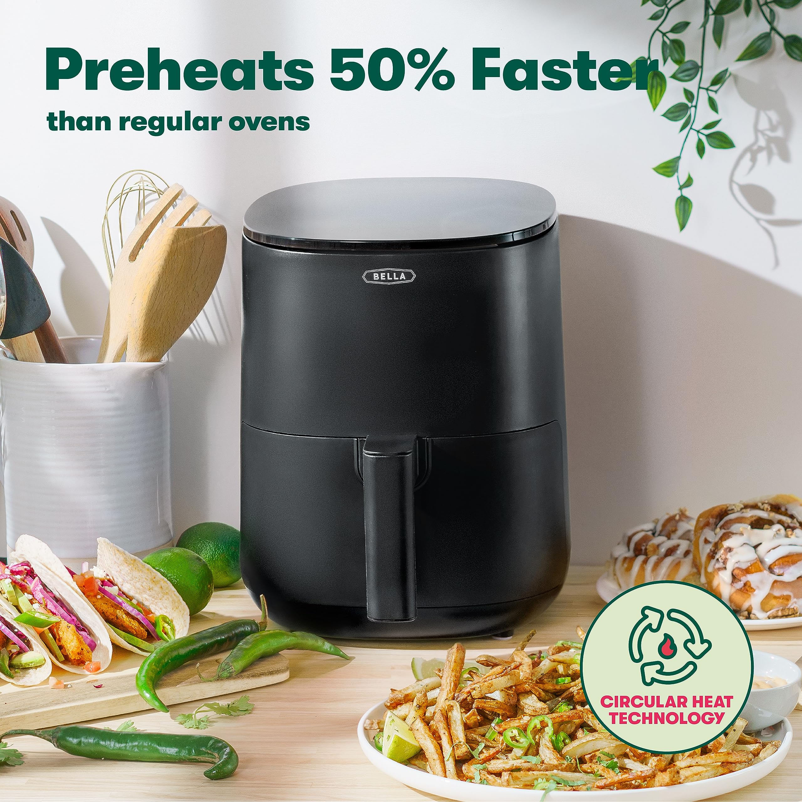 BELLA 3L Touchscreen Air Fryer Oven | 5-in-1 Multicooker, 1400W - Matte White