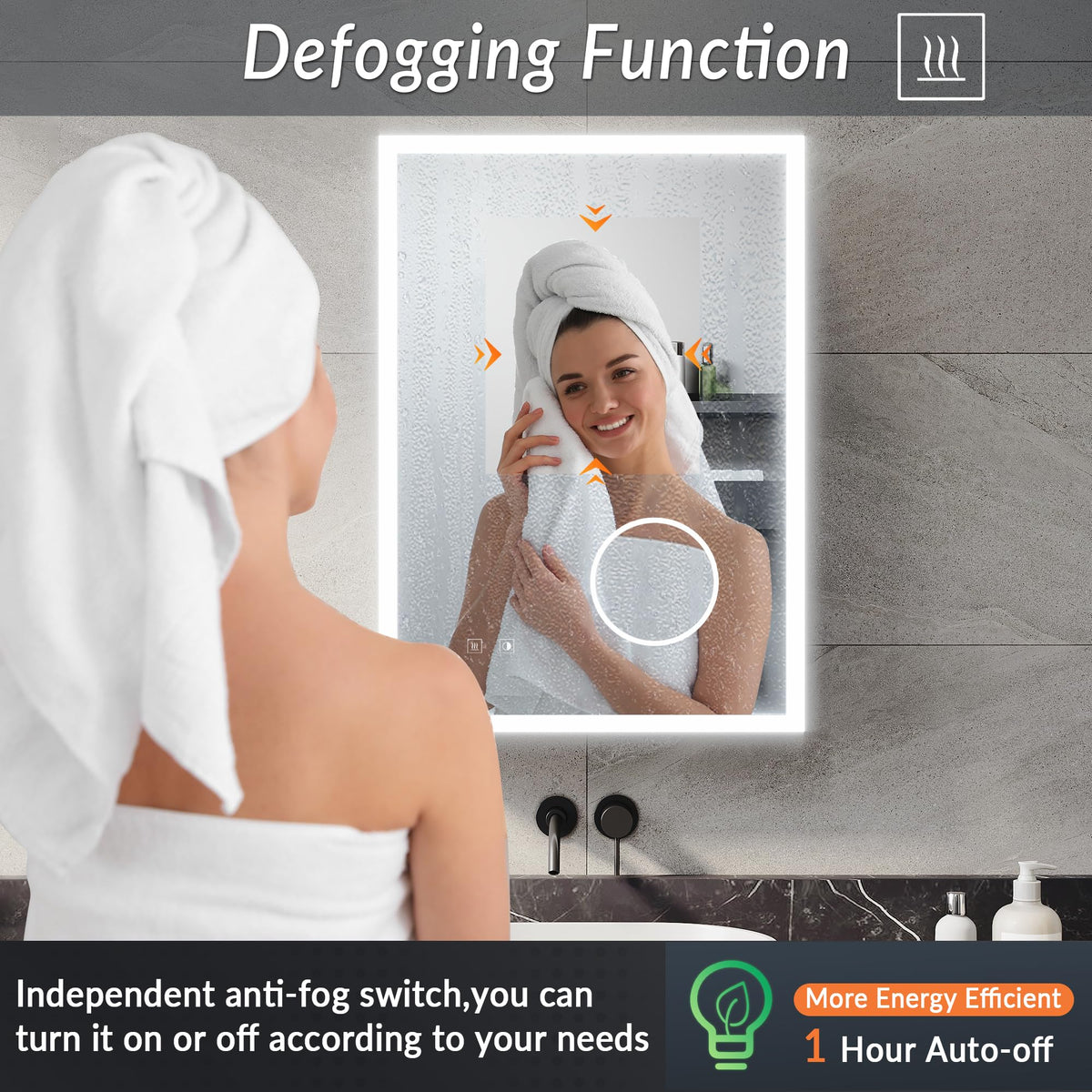 ELEGANT Bathroom Mirror Cabinet with Lights & Shaver Socket, 500 x 700 mm - image 4